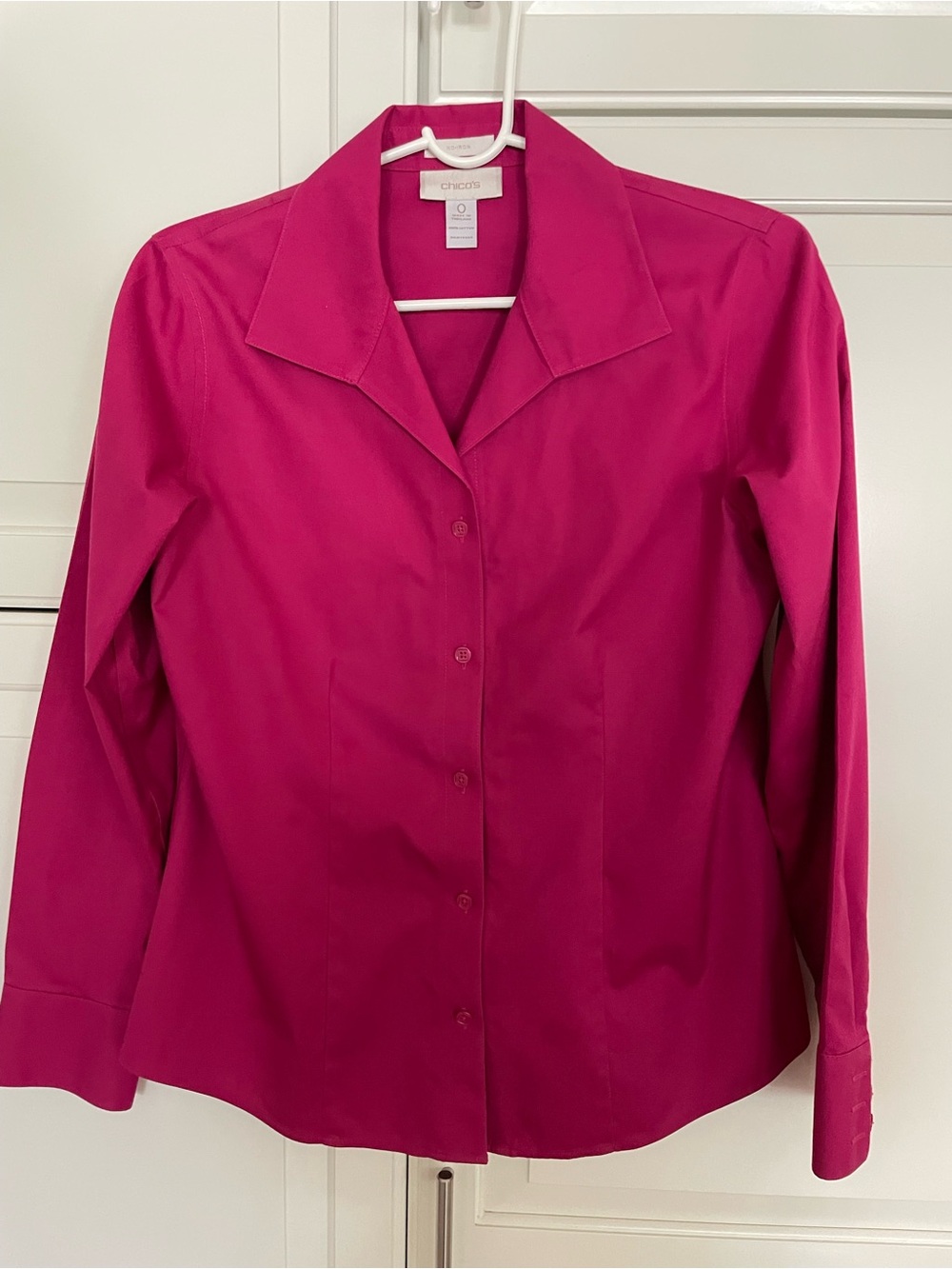 Chico's Hot Pink Button-Front Tailored Shirt